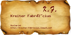 Kreiter Fabrícius névjegykártya